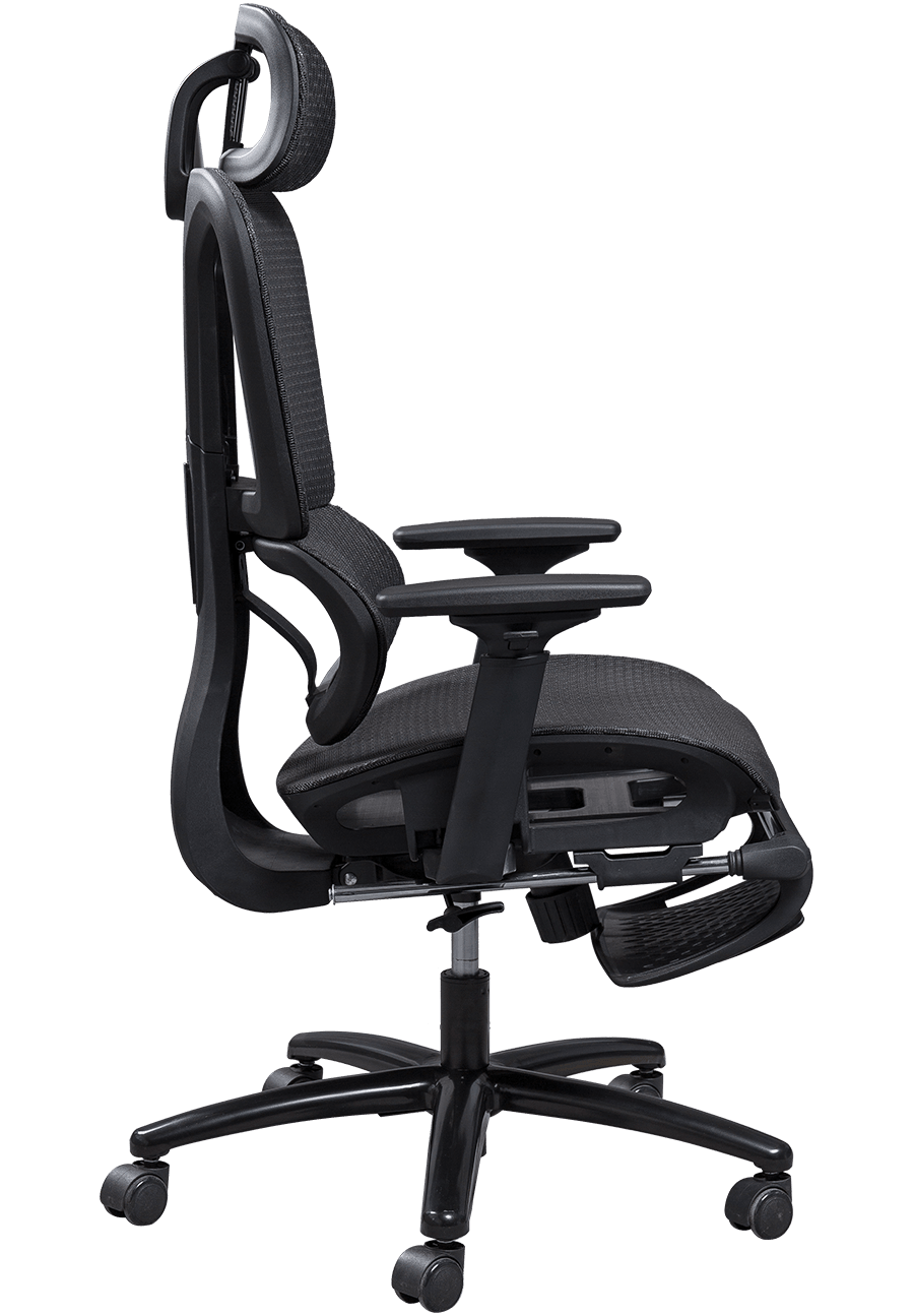 Ergonomikus hálós irodai szék műanyag vázas, klasszikus kialakítású hálós szék, állítható fejtámlás irodai szék lábtartóval details
