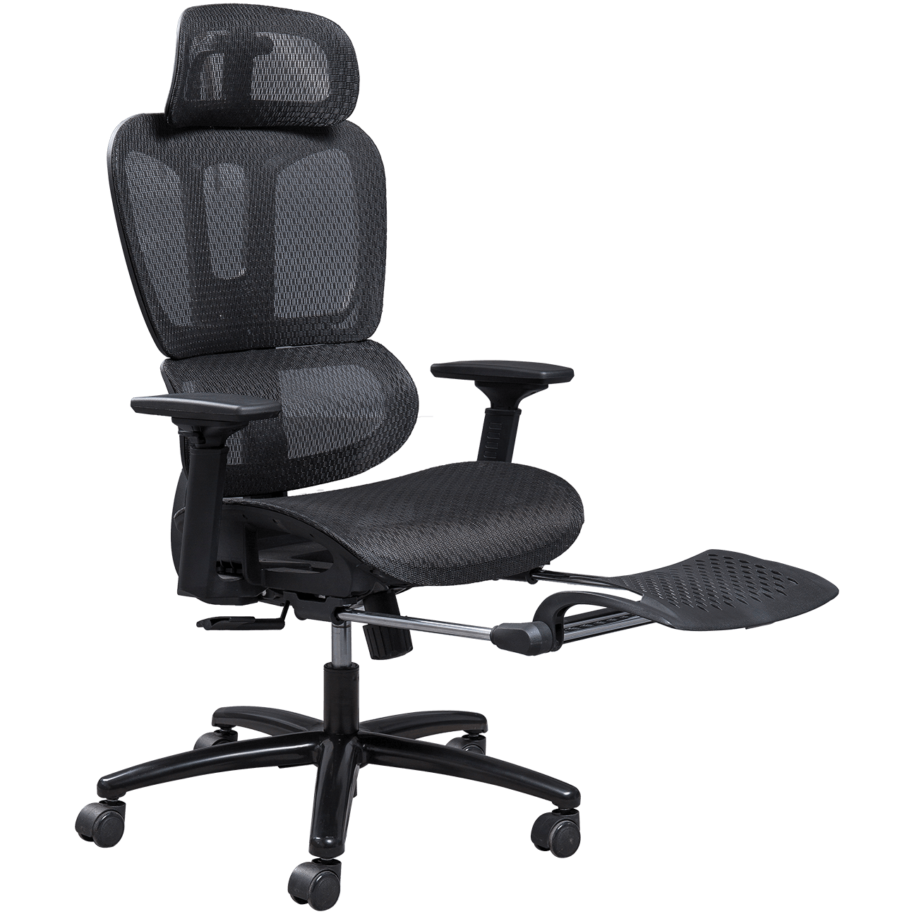 Ergonomikus hálós irodai szék műanyag vázas, klasszikus kialakítású hálós szék, állítható fejtámlás irodai szék lábtartóval details